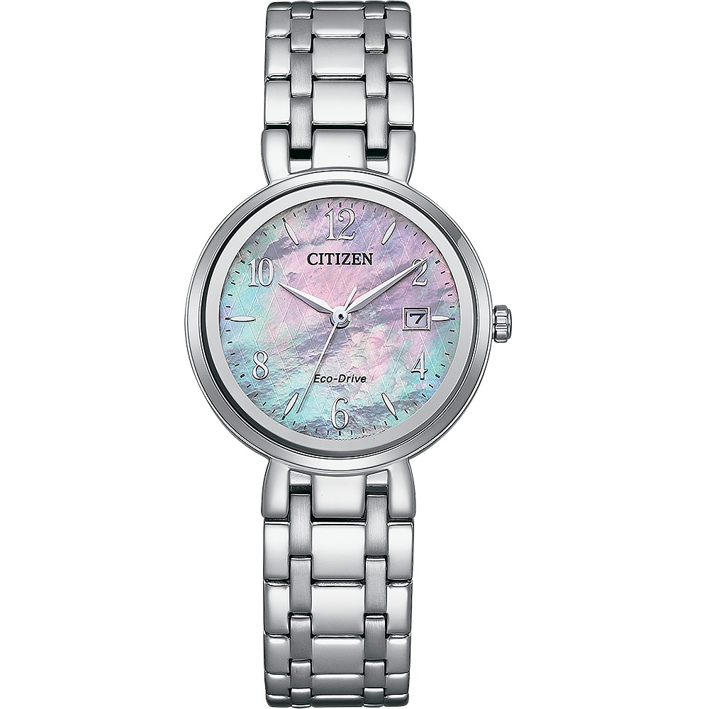 CITIZEN 星辰 LADY 優雅珍珠貝光動能女錶 EW2690-81Y, , large