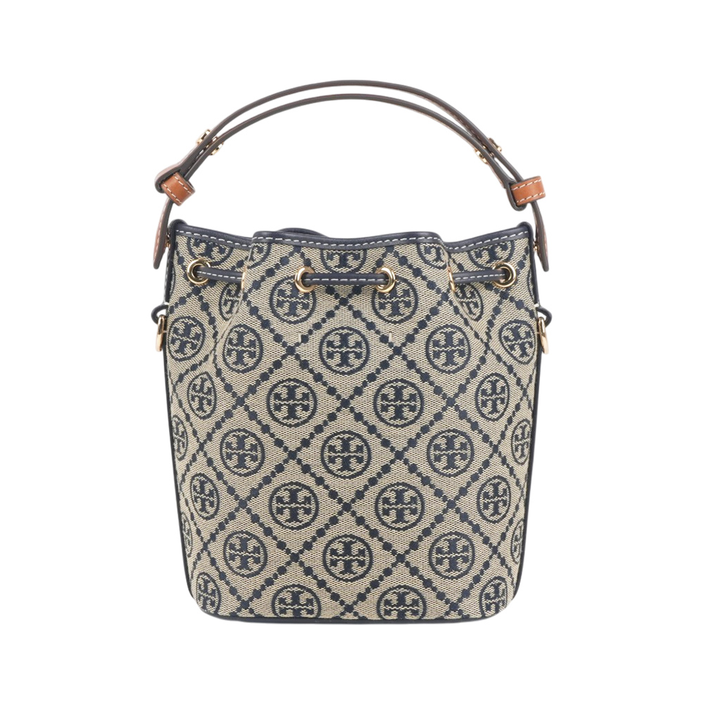 TORY BURCH T Monogram 經典緹花帆布迷你二用水桶包(海軍藍), , large