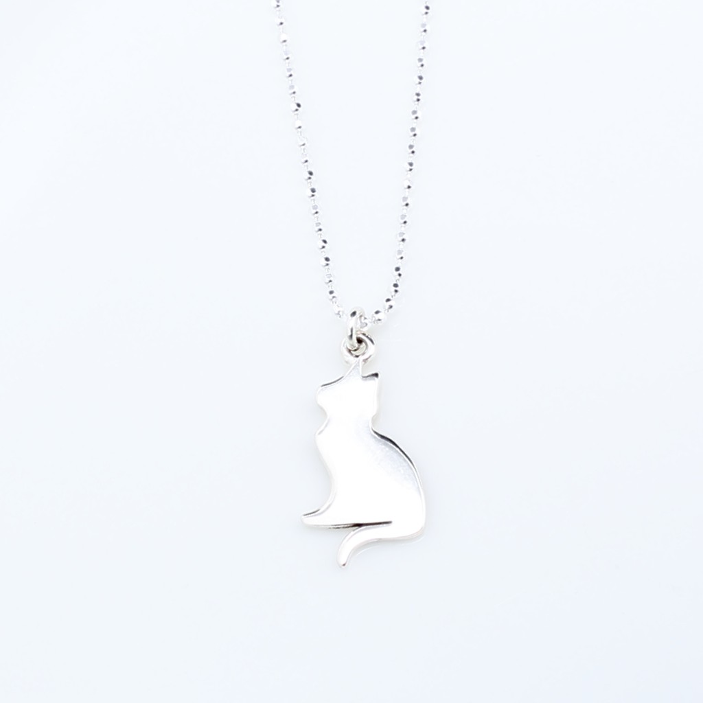 Cat Kitten Meow Meditation s925 sterling silver necklace Valentine Day gift, , large