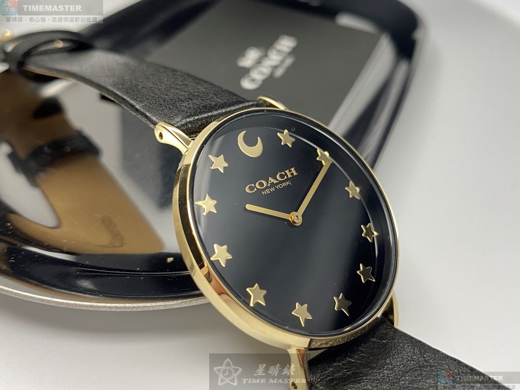 [星晴錶業]COACH手錶,36mm,CH00006黑色錶面金色錶殼深黑色真皮皮革錶帶款, , large