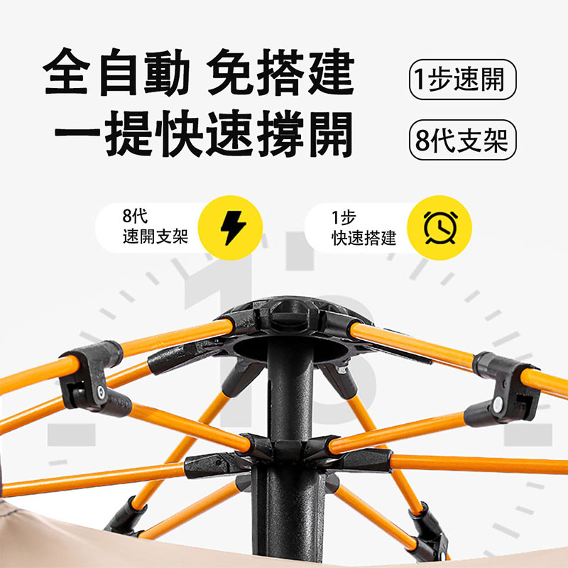 [hababay環安家居]全黑膠自動速開帳篷｜防曬防雨便攜露營自動帳（戶外釣魚帳、家庭露營帳）, , large