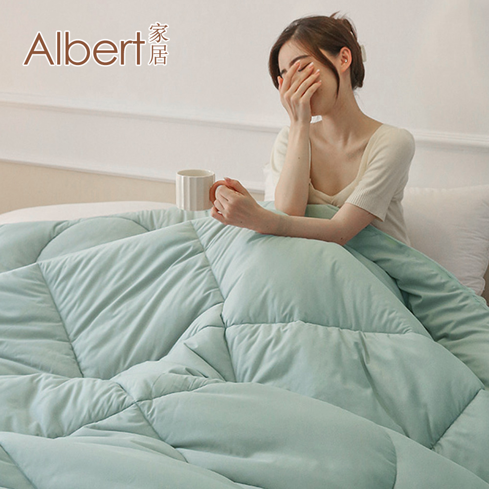 Albert家居《湖綠》台灣製 石墨烯遠紅外線可水洗冬被  180&times;210cm (抑菌被 暖被 石墨烯被), , large