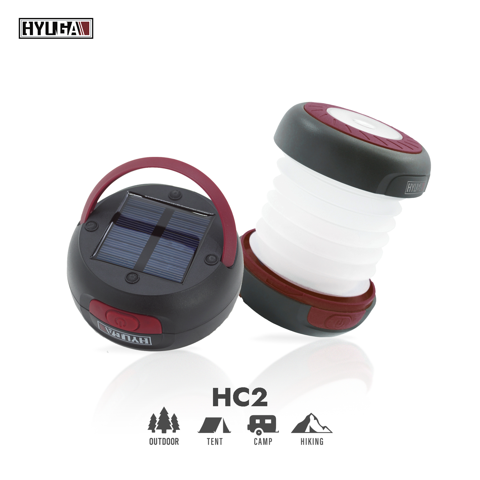 【HYUGA】Collapsible LED Camping Lantern &ndash; Dual Charging Modes, Dual Light Sources, Retro Chic Style, Tent Light, Ambient Light, Night Light , , large