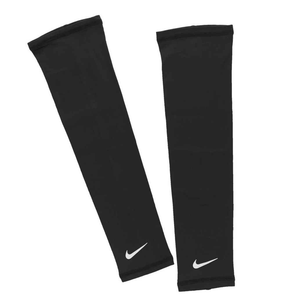NIKE 輕量跑步臂套 護臂套 袖套 路跑 戶外運動 素色 簡約 保暖 防曬 反光 吸濕 排汗 快乾 乾爽 透氣 黑 白, , large