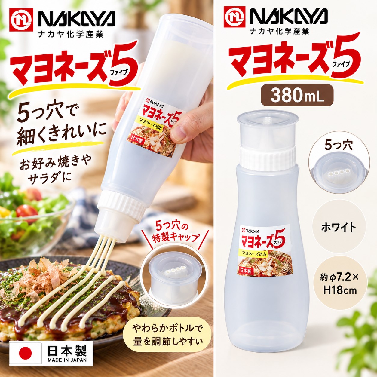 【HIYASU日安工坊】多孔美乃滋醬料瓶 380ml 白色, , large