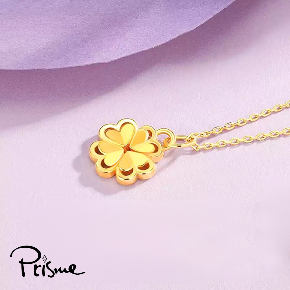 【Prisme Gold】黃金項鍊 鏤空幸運四葉草 黃金鍊墜項鍊 (金重：約0.08錢&plusmn;0.03), , large