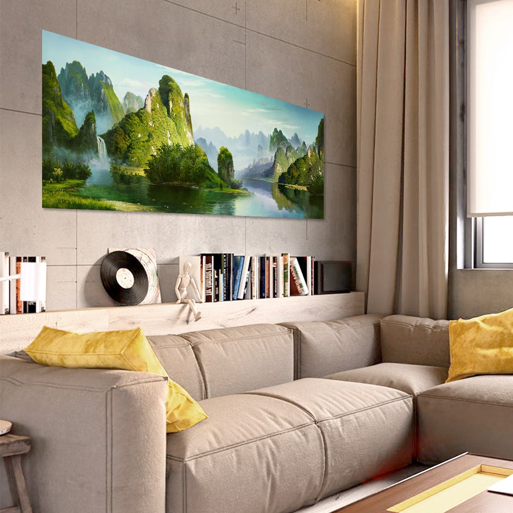 【御畫房】桂林山水 國家一級畫師手繪油畫60&times;120cm(VF-42), , large