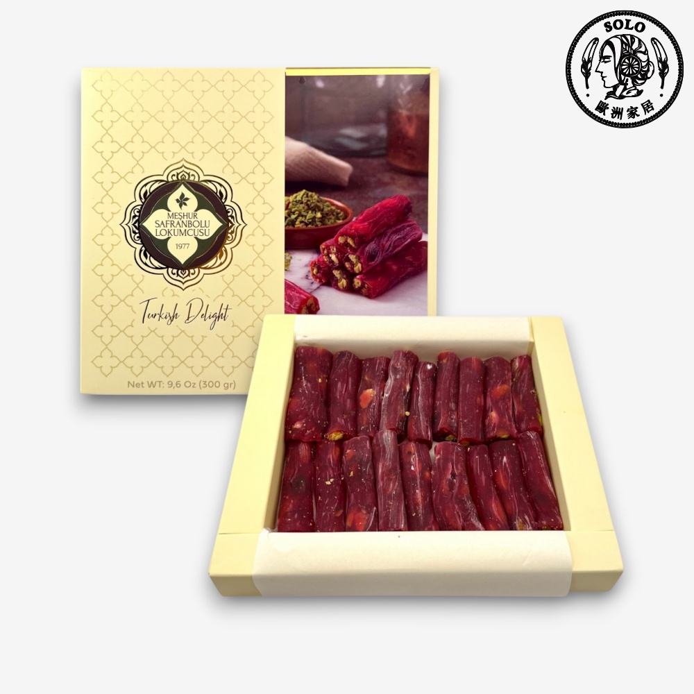 [SOLO Vintage] Pomegranate & Pistachio Turkish Delight Finger Rolls Box 300g Natural Ingredients Made in Turkey, , large