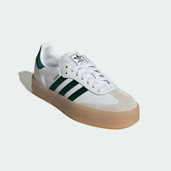 Kixpress-Adidas Sambae W 女 休閒鞋 運動 經典 復古 厚底 膠底 皮革 日常 百搭 白綠 [ID0440], , large