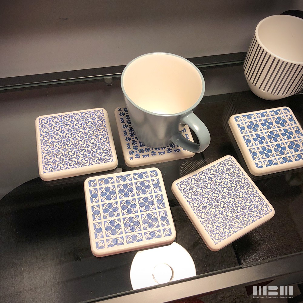 【MBM】慵懶格調-MBM花磚珪藻土杯墊組(一盒5入), , large