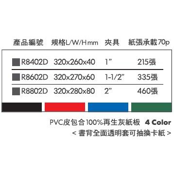 REGINA立強牌 R8402D 美式D型二孔夾 文件夾 資料夾 檔案夾*紅, , large