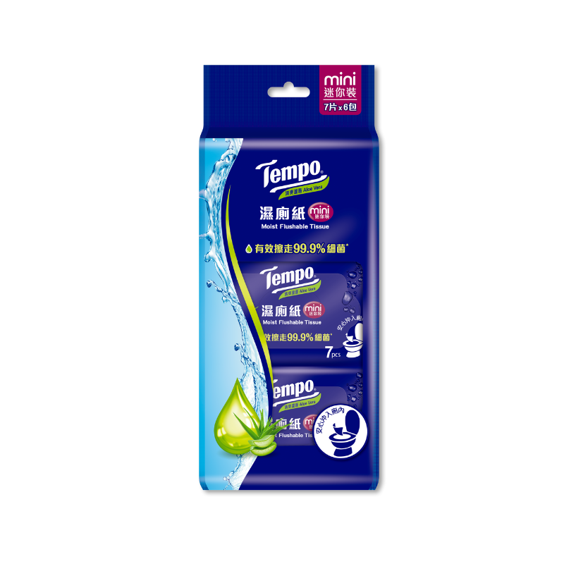 Tempo Moist Flushable Tissue Mini, , large