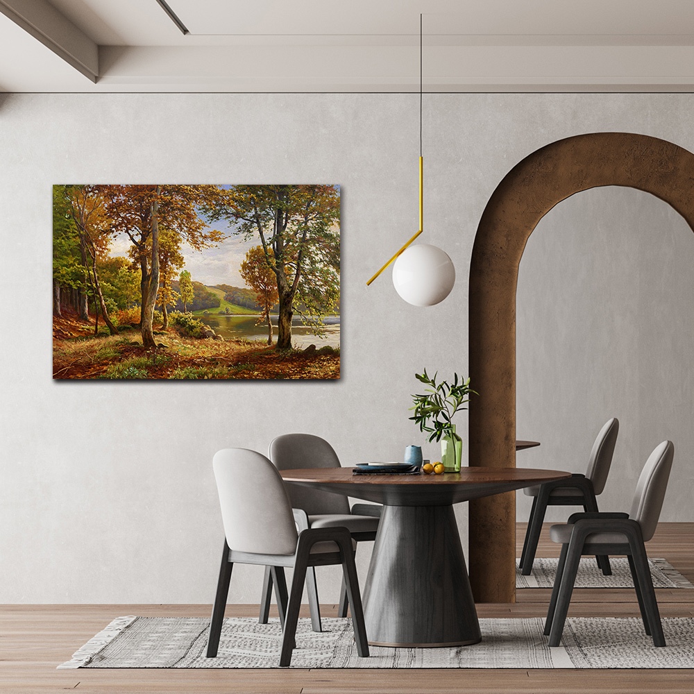 【御畫房】湖畔風景 國家一級畫師手繪油畫60&times;90cm(VF-194), , large
