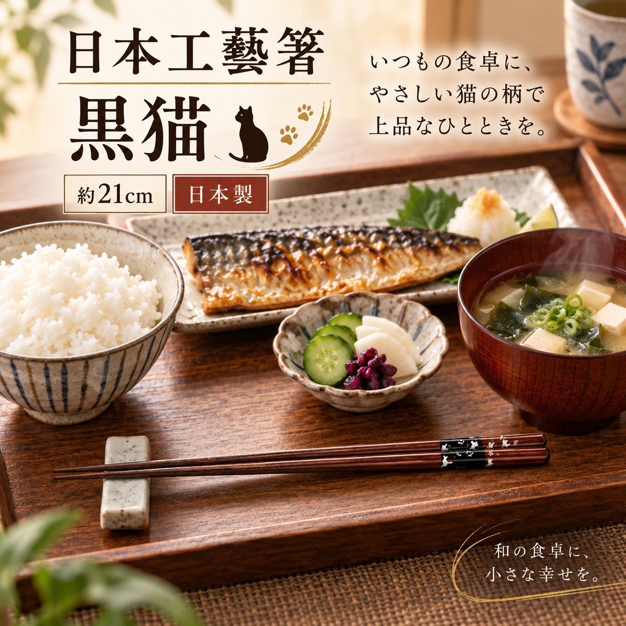 【HIYASU日安工坊】日本工藝箸-黑貓, , large