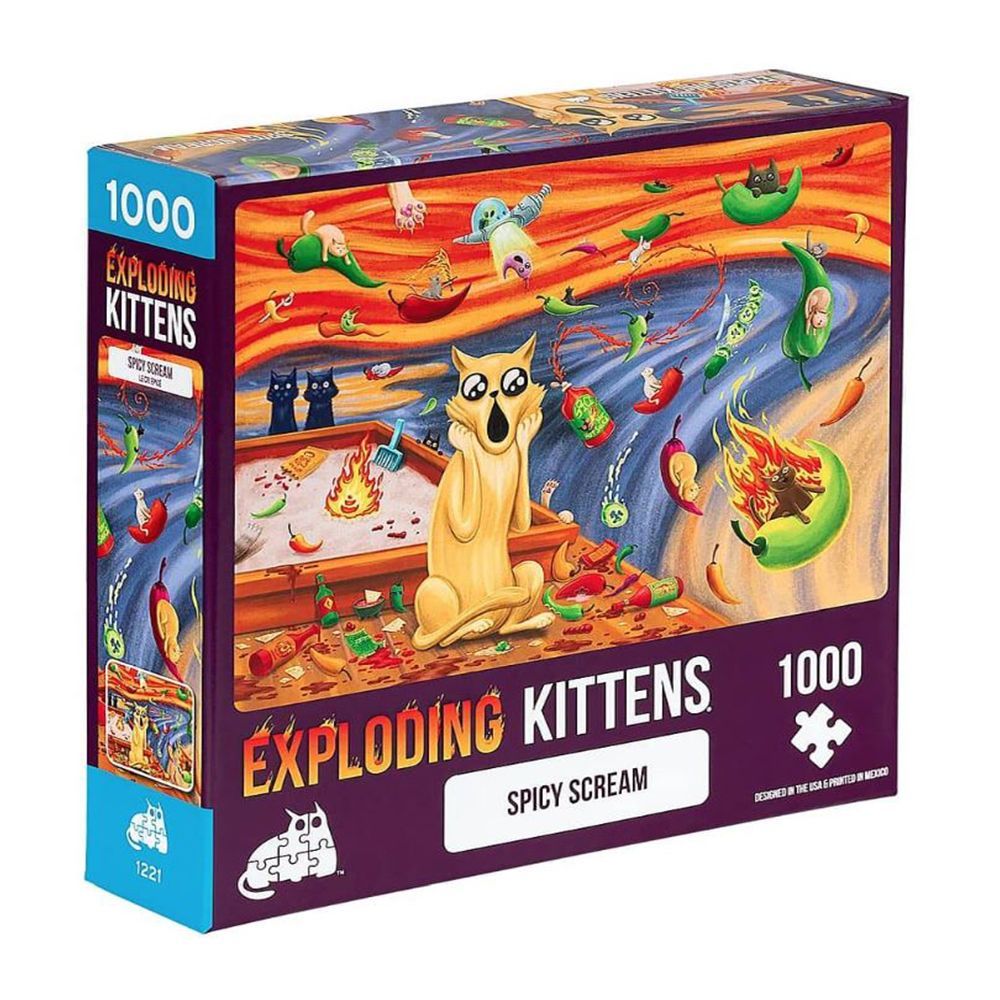【Asmodee】爆炸貓 1000片拼圖：嗆辣吶喊 英文版｜Exploding Kittens Puzzle｜爆炸貓拼圖, , large
