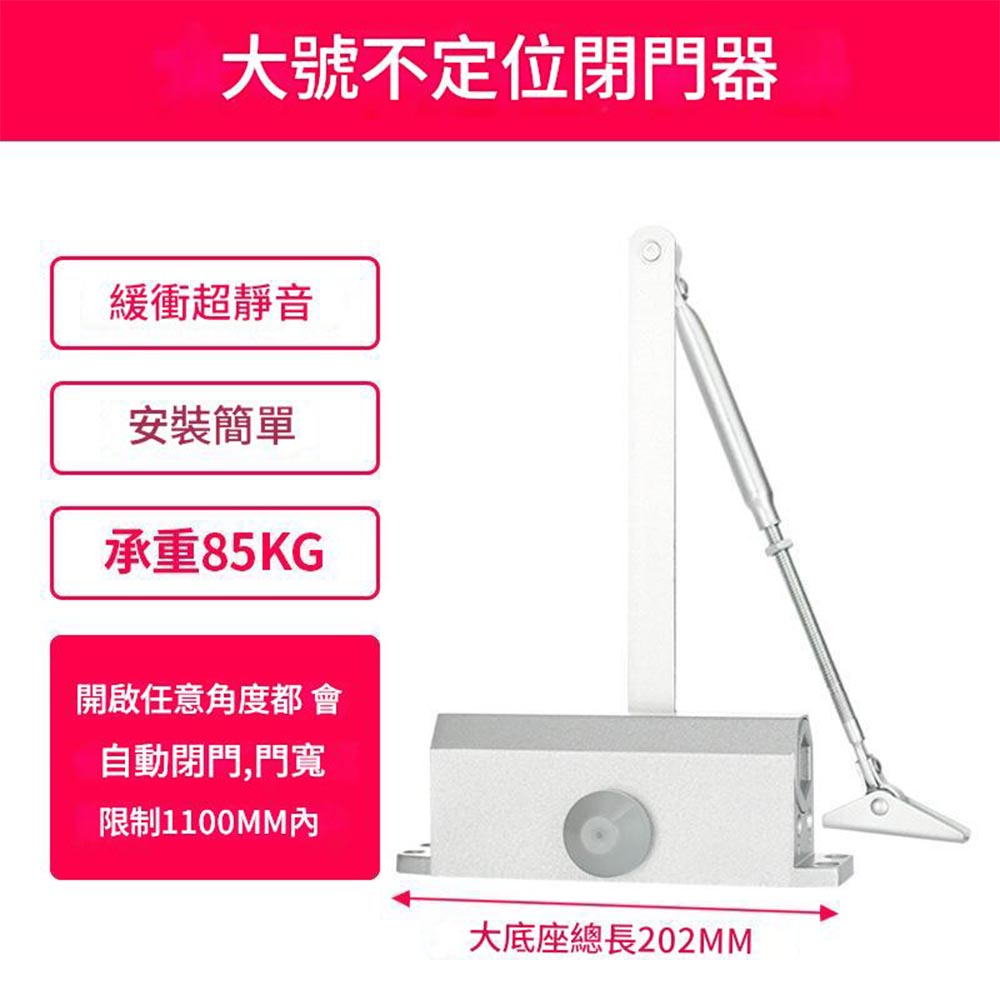 Large door closer - non-positioning - ultra-quiet buffer, , large