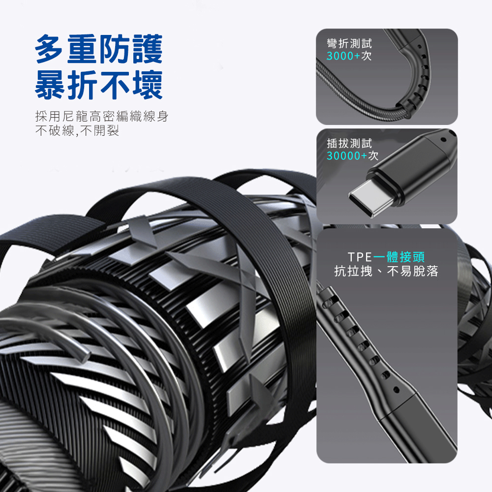 [HANLIN]-C2in1 二合一60w/27w 智能快充線 一拖二 快充 手機快充 充電線 快充線 數據線, , large