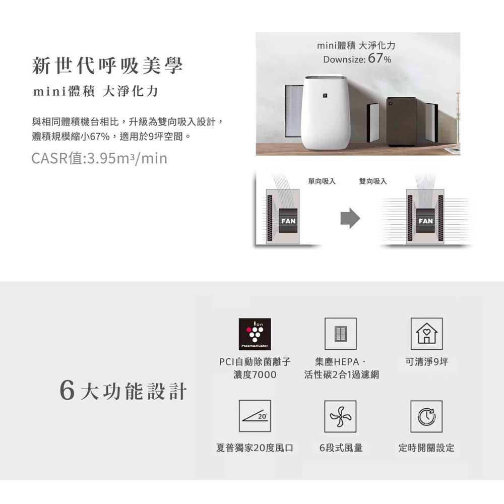 SHARP 9 Ping Purefit Two-Way Quick Clean Smart Air Purifier FU-S40T-T, , large