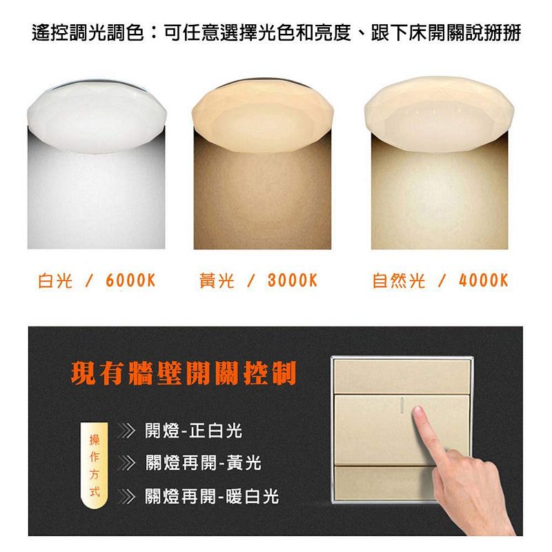 [Honey Comb]北歐星鑽LED72W遙控調光調色客廳吸頂燈(V1728C72), , large