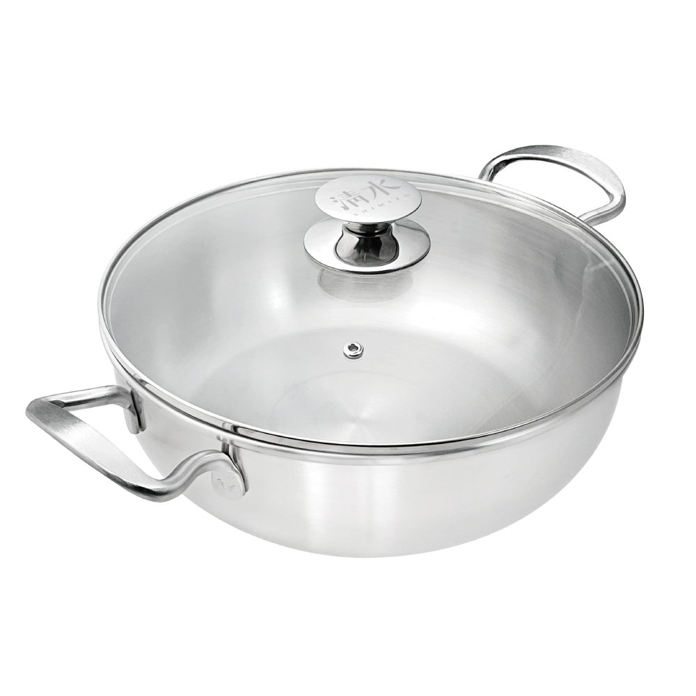 [清水]鋼鋼好原味火鍋30CM+多用途不鏽鋼蒸籠32CM(優惠組), , large