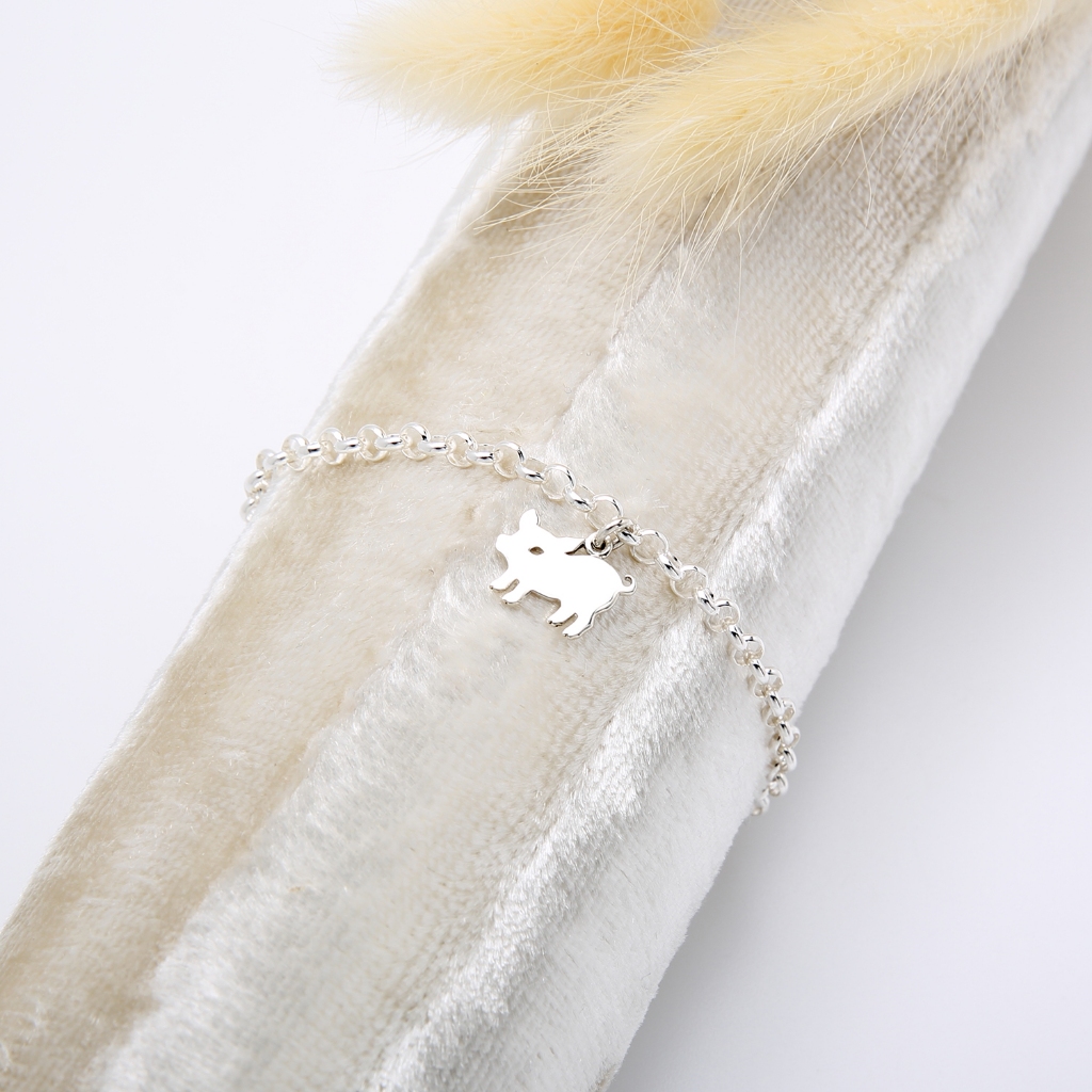 【Angel & Me】Lucky Pig s925 sterling silver bracelet Birthday gift, , large