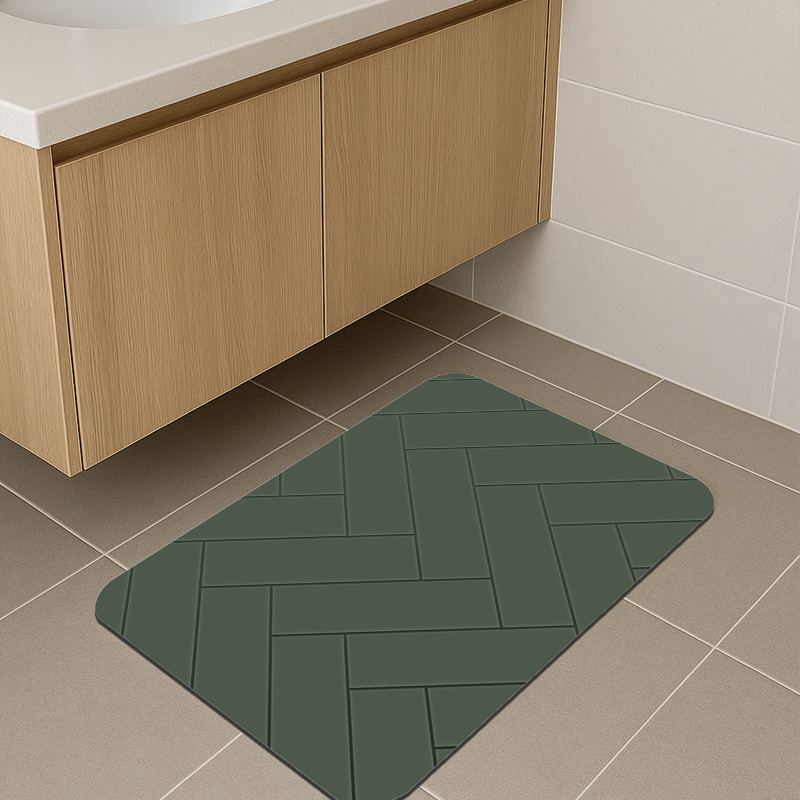 【Monster】 Soft Diatomaceous Earth Absorbent Mat &ndash; Slate Pattern Series (60x40cm) &ndash; Forest Green, , large