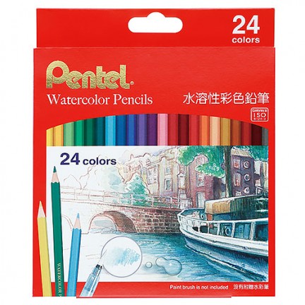 【 Pentel 飛龍 】水溶性色鉛筆24色 /盒 CB9-24TW, , large
