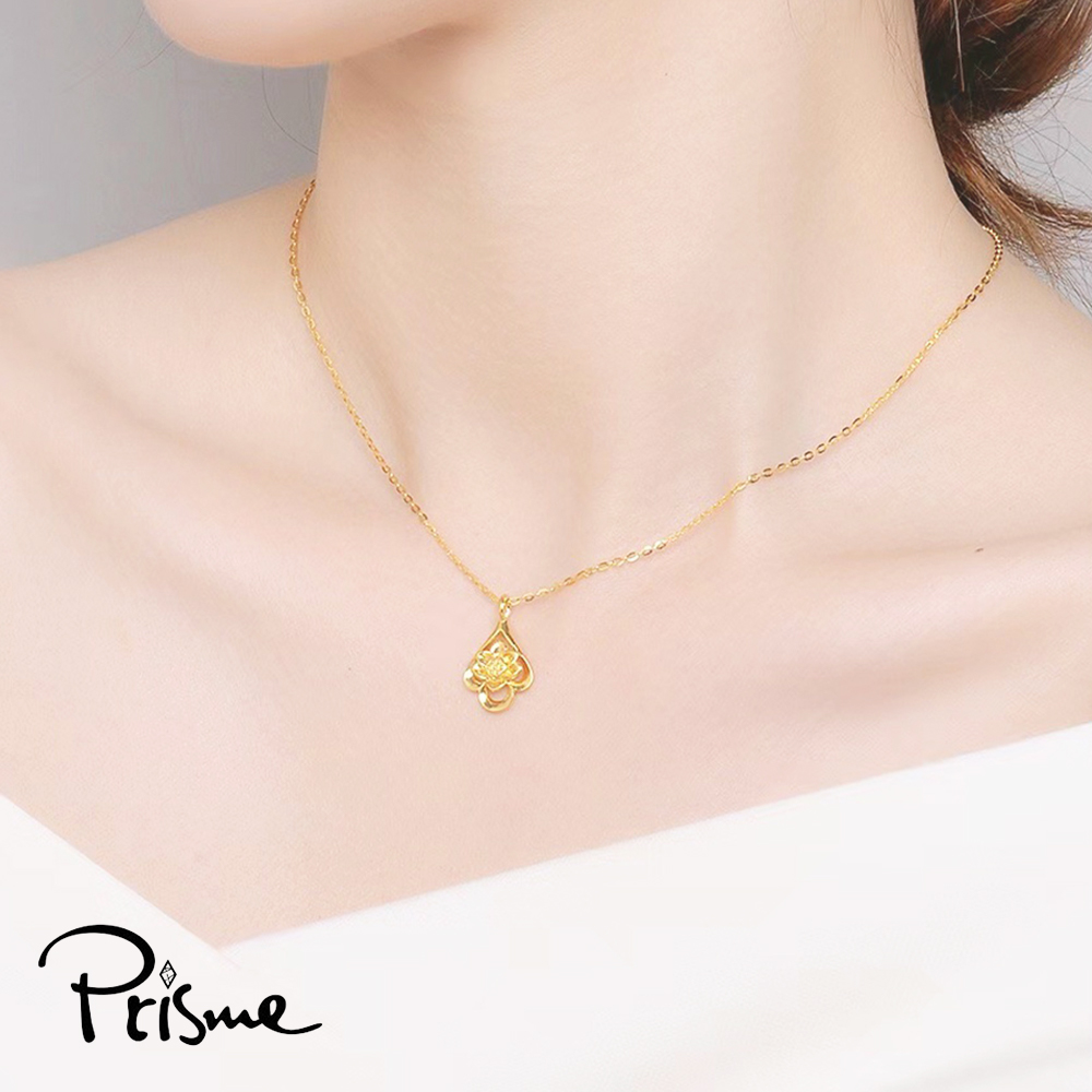 【Prisme Gold】黃金項鍊 水滴蓮花 鍊墜項鍊 (金重：約0.08錢&plusmn;0.03), , large