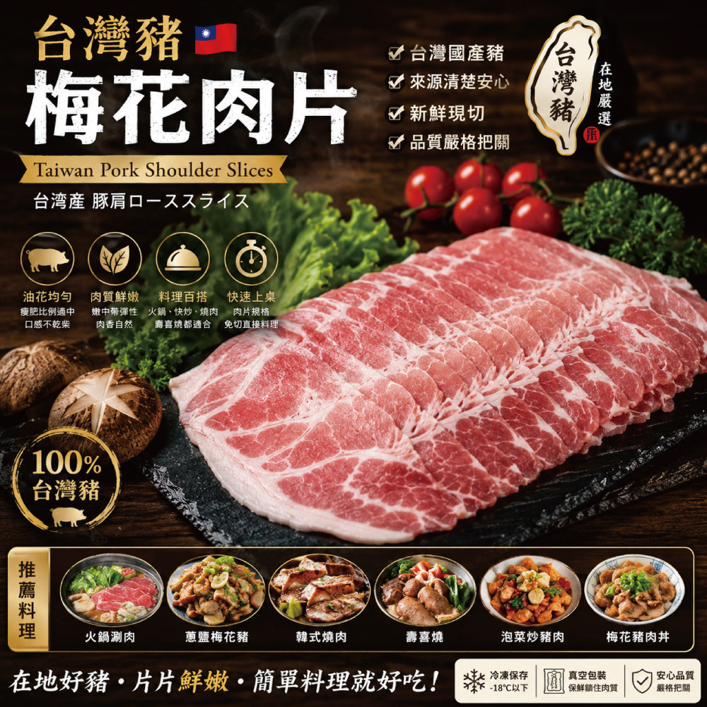 約克街肉鋪 精選台灣豬梅花肉片1包(250g&plusmn;10%/包)_任選, , large