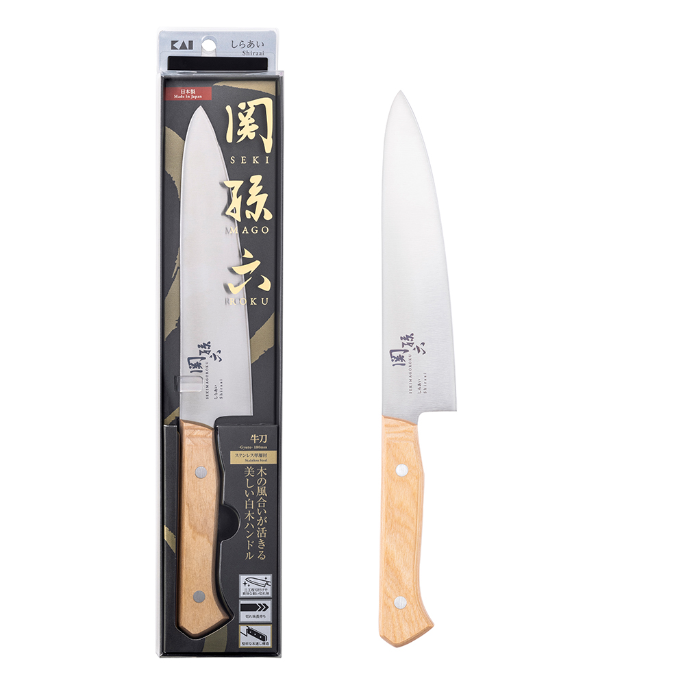 【KAI Japan】Sekimagoroku Molybdenum Vanadium Stainless Steel Chef&rsquo;s Knife 18cm (New Shiraai Series / Made in Japan), , large