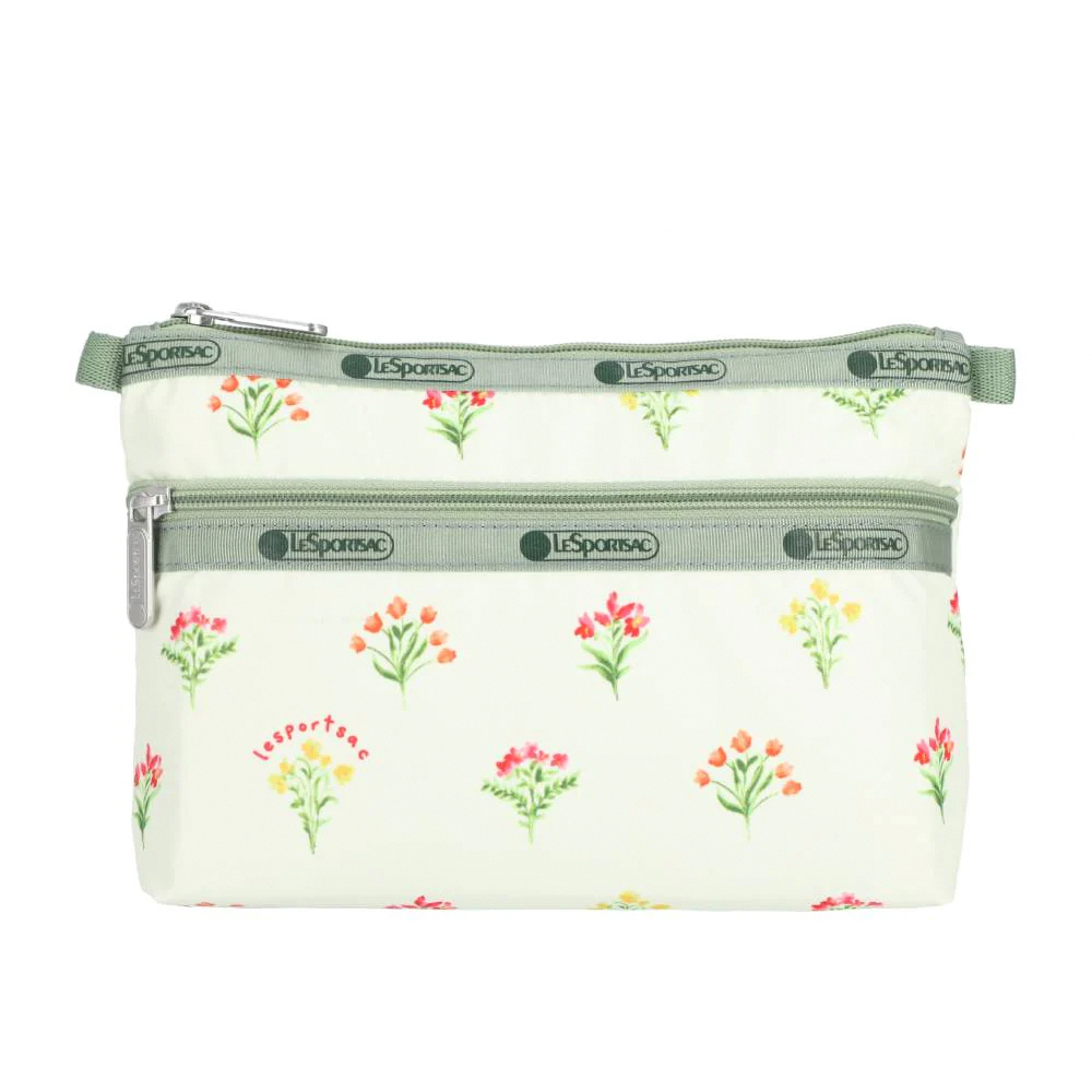 Lesportsac Cosmetic Clutch 雙層拉鍊化妝包 收納袋 盥洗包 女包(盛夏草原), , large