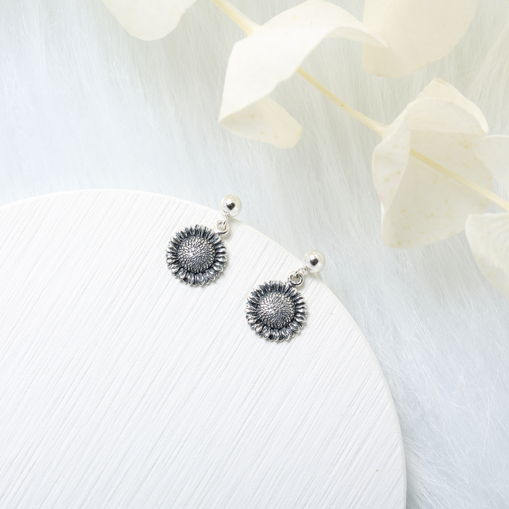 【Angel & Me】Sunflower Flower s925 sterling silver earrings Birthday Christmas gift, , large