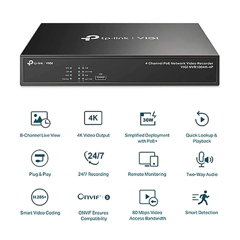 TP-LINK 昌運監視器組合 VIGI NVR1004H-4P 4路主機+VIGI C440I 4MP網路攝影機*4, , large