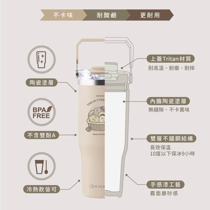 [e鞋院]奶油家族 &times; 伴佳家陶瓷雙飲提提杯 奶茶色, , large
