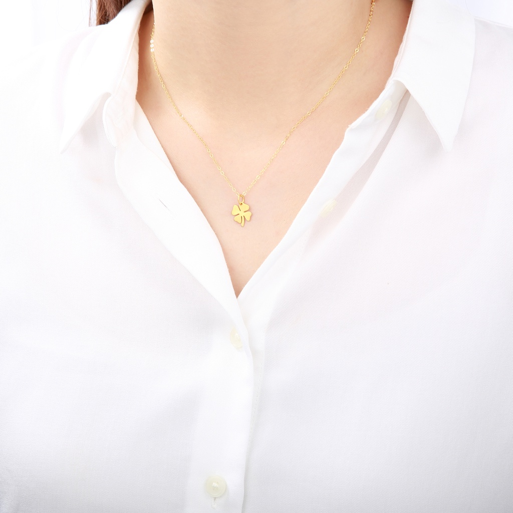 【Angel & Me】Four Leaf Clover s925 sterling silver 24k gold plated necklace, , large