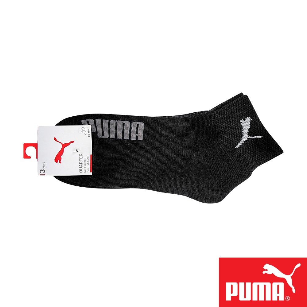 PUMA 男女款短筒襪 3雙裝 彪馬 跳豹 男襪 女襪 襪子 運動襪 腳踝襪 棉襪 柔軟 棉質 舒適 高彈 耐磨 白 黑, , large