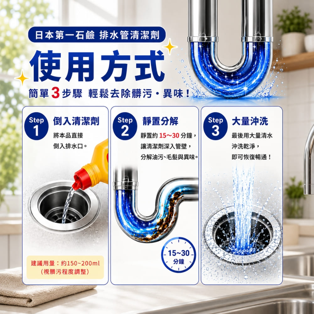 〔本野有限公司〕日本第一石鹼水管疏通消臭清潔劑800g, , large