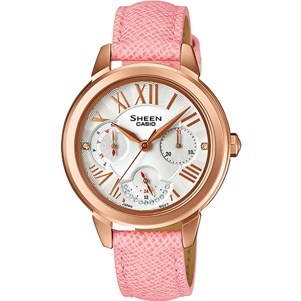 CASIO 卡西歐 SHEEN粉紅玫瑰女錶 SHE-3059PGL-7A, , large