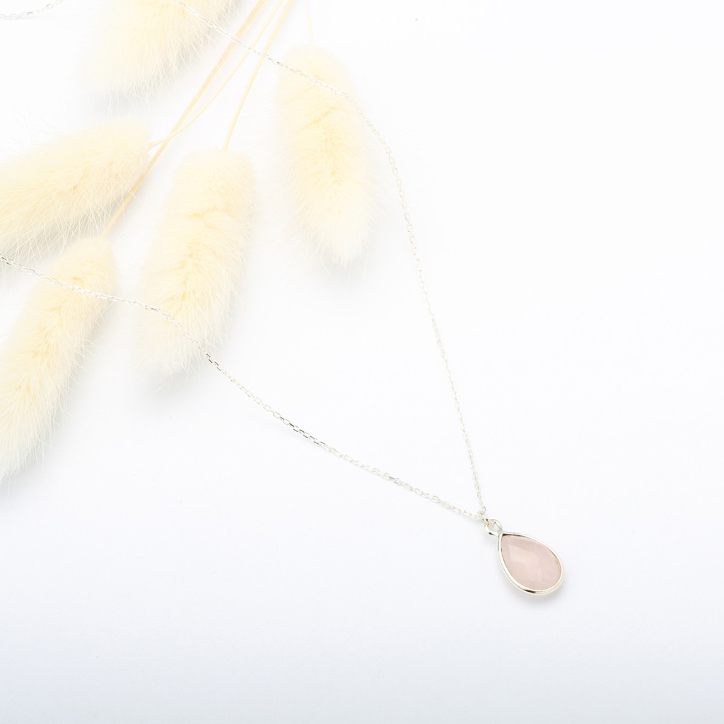 【Angel & Me】水滴 粉晶 (大) Rose Quartz s925 純銀 項鍊 禮物, , large