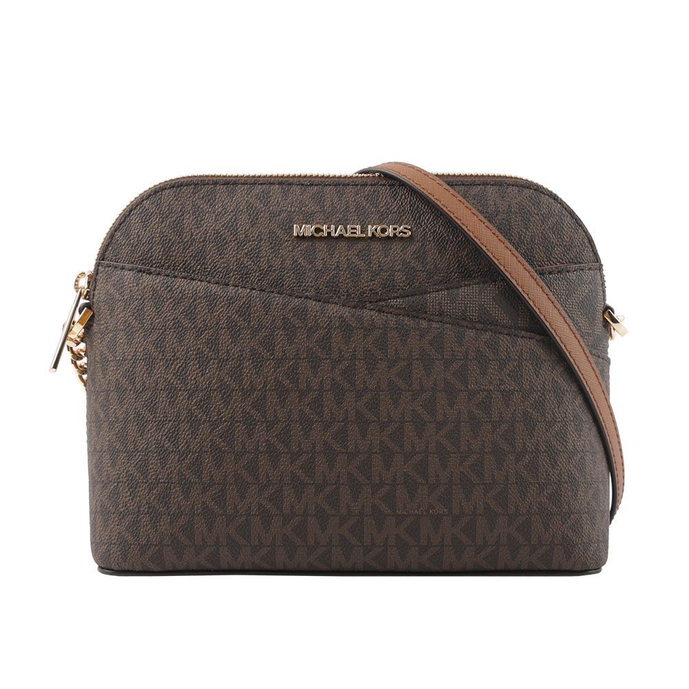 Michael Kors 金字滿版塗層帆布口袋貝殼包/咖啡色, , large