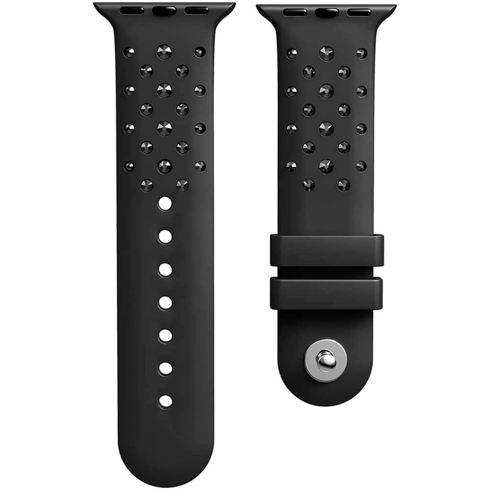 SWAROVSKI 施華洛世奇Apple Watch 水晶矽膠錶帶 40/41mm適用-黑色 送禮 禮物 推薦(不含手錶), , large