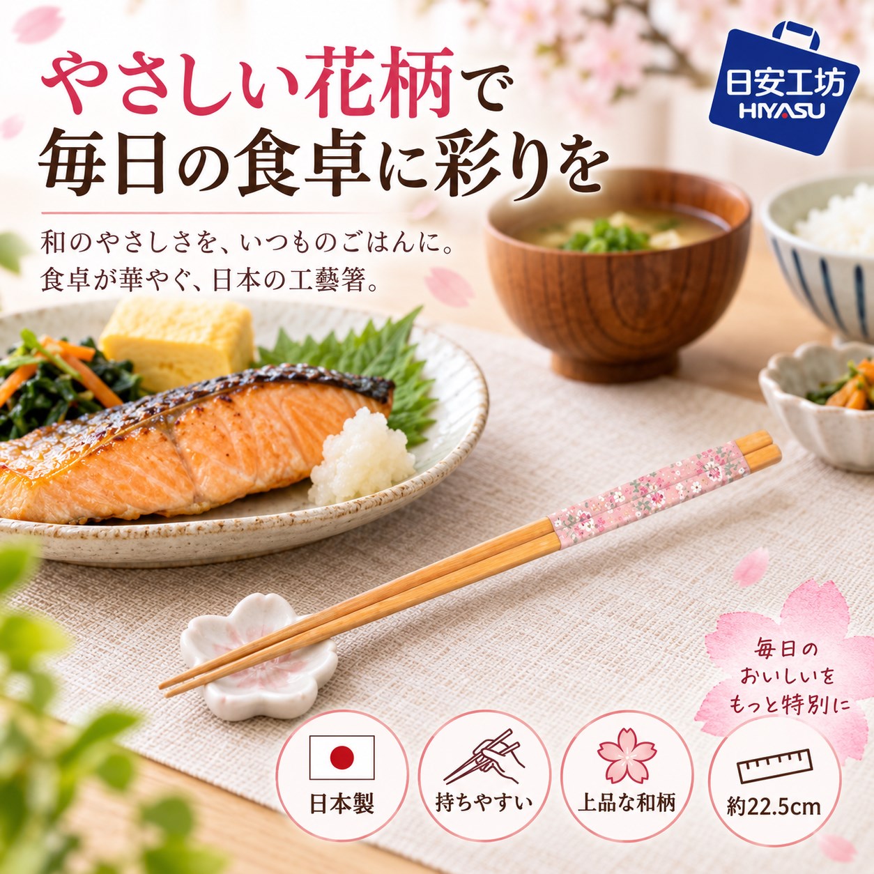 【HIYASU日安工坊】日本工藝箸-粉色花卉, , large
