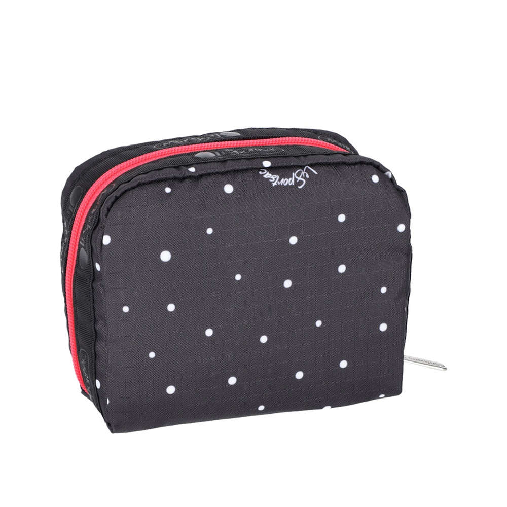 Lesportsac Square Cosmetic 方形收納化妝包 盥洗包 收納袋 送禮 禮物 推薦 女包(俏皮圓點), , large