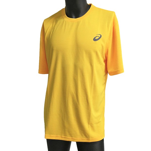Asics T-Shirts 男女 短袖 T恤 運動 排汗 吸濕 快乾 柔軟 舒適 台灣製 黃銀 [K11615-08], , large