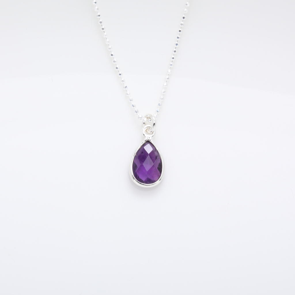 【Angel & Me】Amethyst Raindrop s925 sterling silver necklace Valentine Day gift, , large