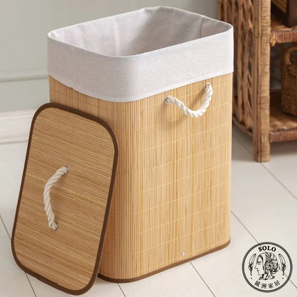 【SOLO Vintage】LCW Home 56x39x29cm Natural Bamboo Woven Laundry Basket, , large
