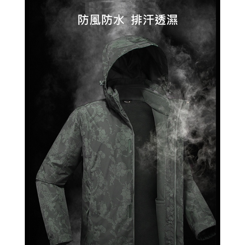 97001男款兩件式外套上下雙開式主拉鍊 衝鋒衣 印花款, , large