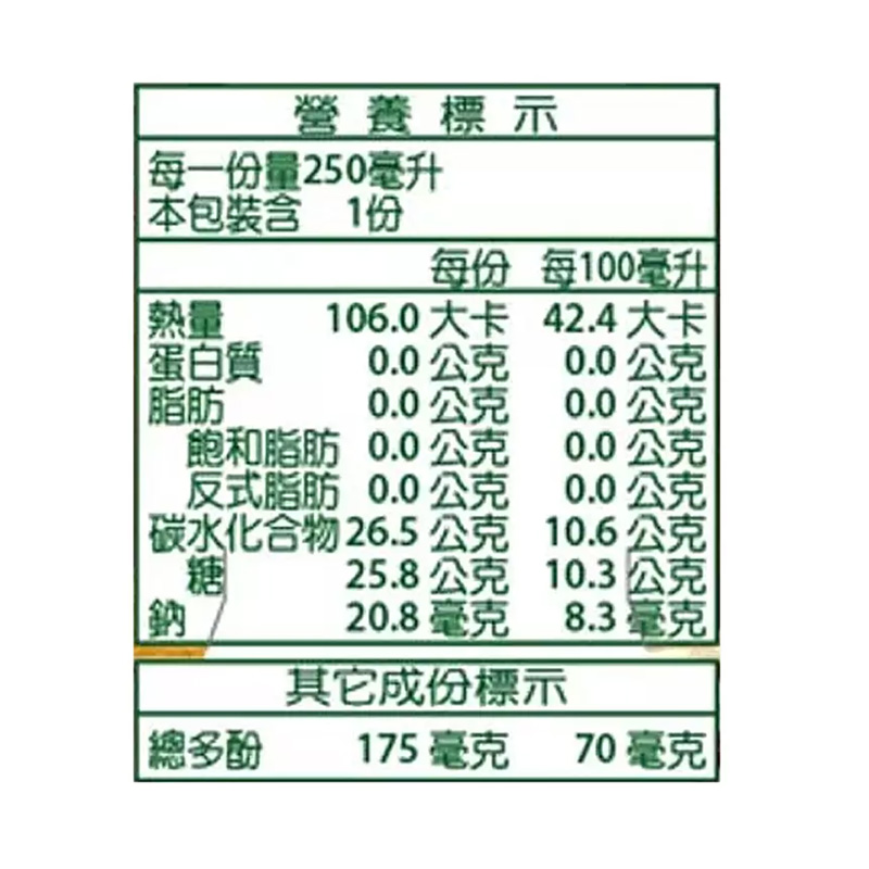 嘉紛娜 100%多酚蘋果奇異果汁 (250mlX24入/箱), , large