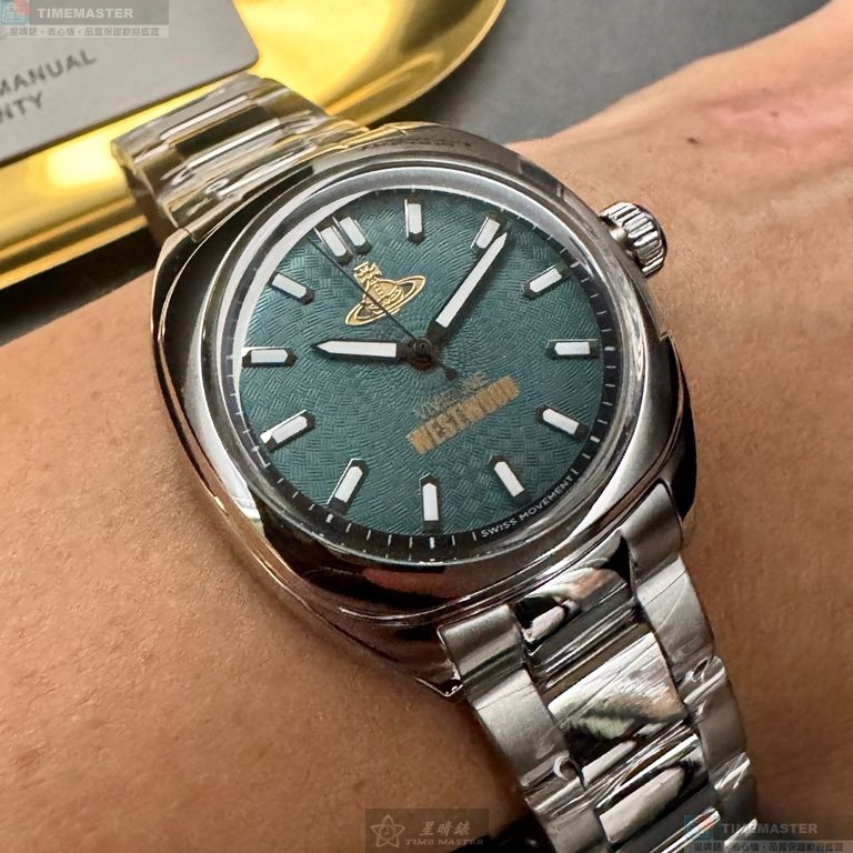 [星晴錶業]Vivienne Westwood手錶,38mm,VW30318幾何立體圖形, Tiffany藍錶面銀錶殼銀色精鋼錶帶款, , large