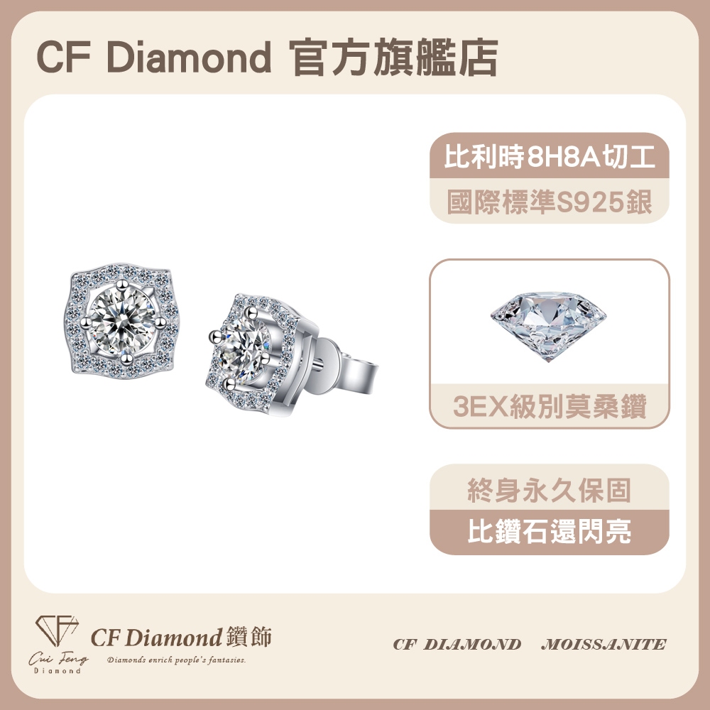 【CF鑽飾】耳環 莫桑鑽《經典海瑞》50分, , large